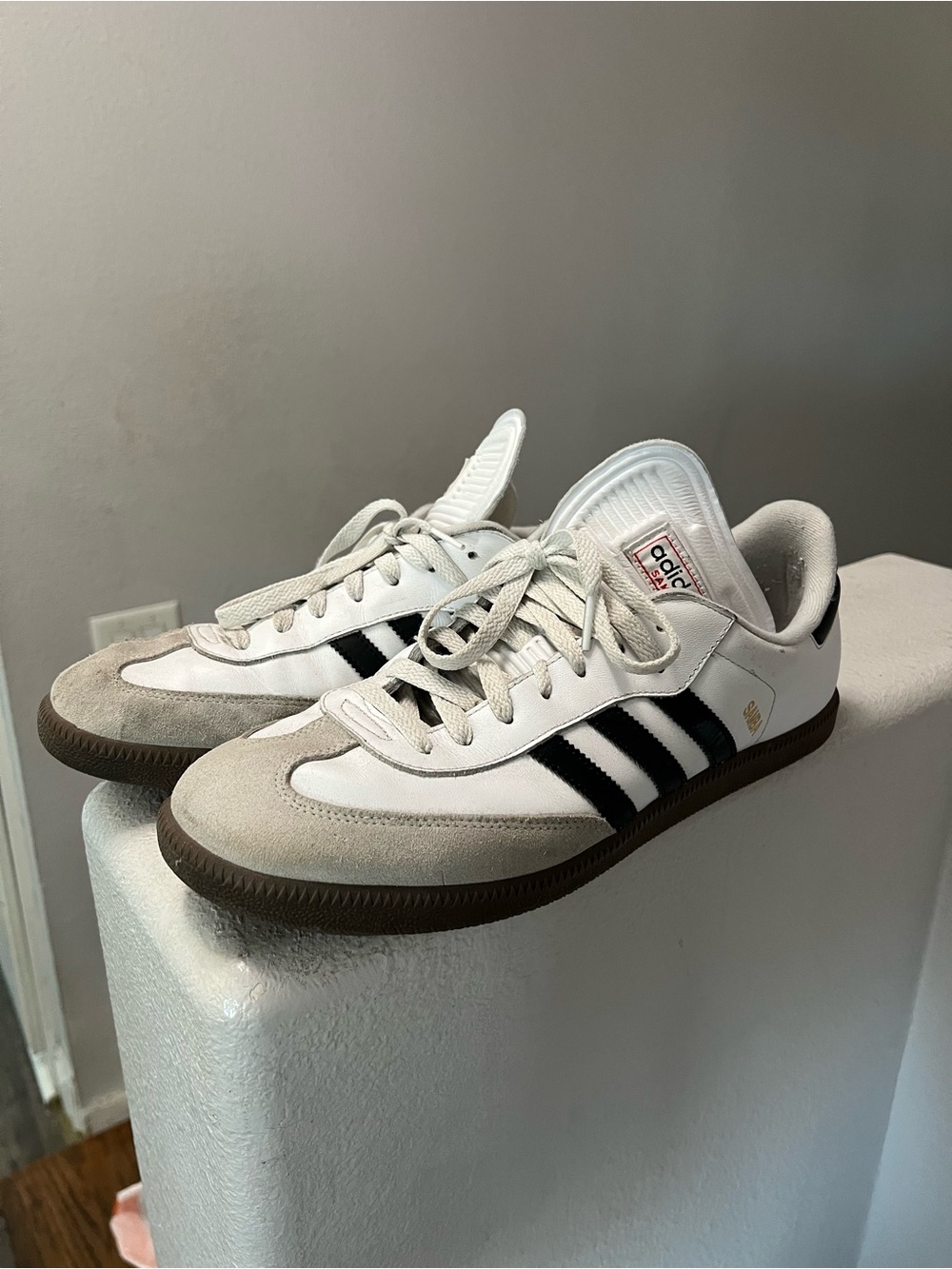 adidas White Black Gum Classic Low-Top Sneakers